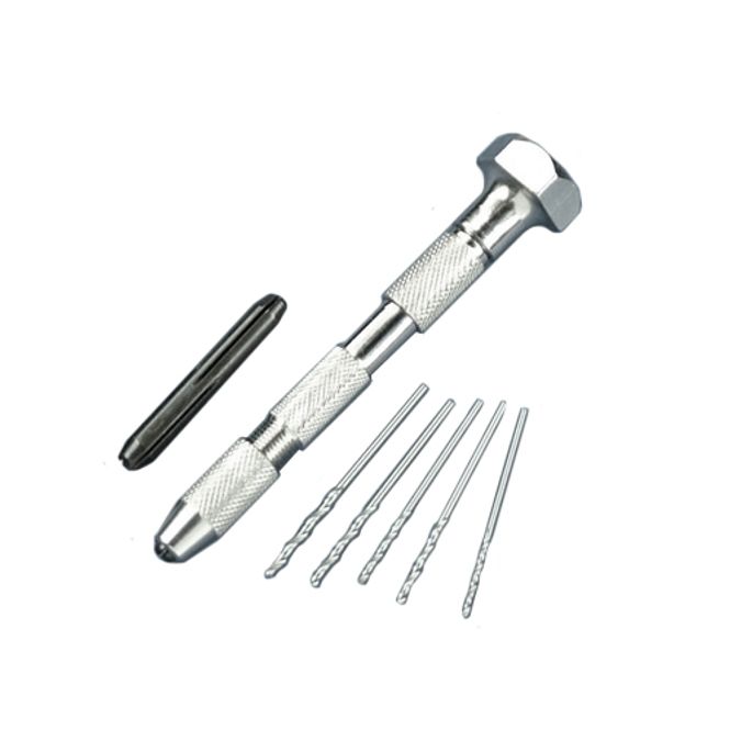 Huvudbild PIN VICE DOUBLE ENDED, SWIVEL TOP + 5 DRILLS.