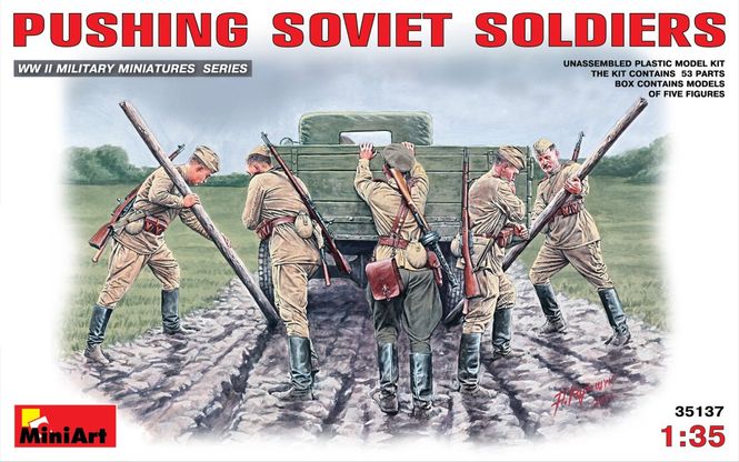 Huvudbild Skubbende Sovjet soldater WW2 1/35