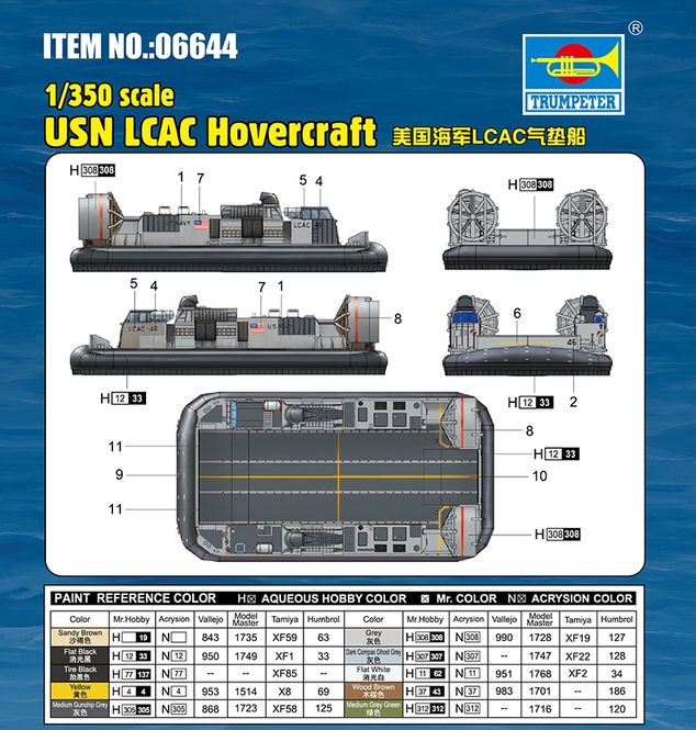 Huvudbild USN LCAC HOVERCRAFT 2 ST. SKALA 1/350