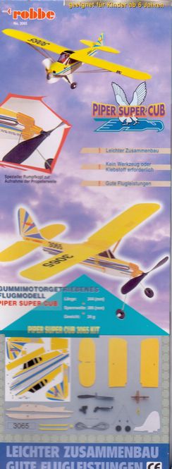 Huvudbild GUMMIMOTORDRIVET FLYGPLAN PIPER SUPER CUB.